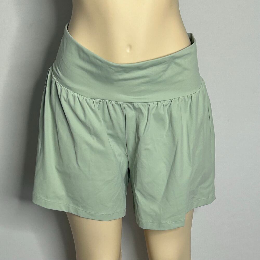 Halara SoftlyZero Airy Shorts Women XL Long Sage Green High Waist Pocket NWT